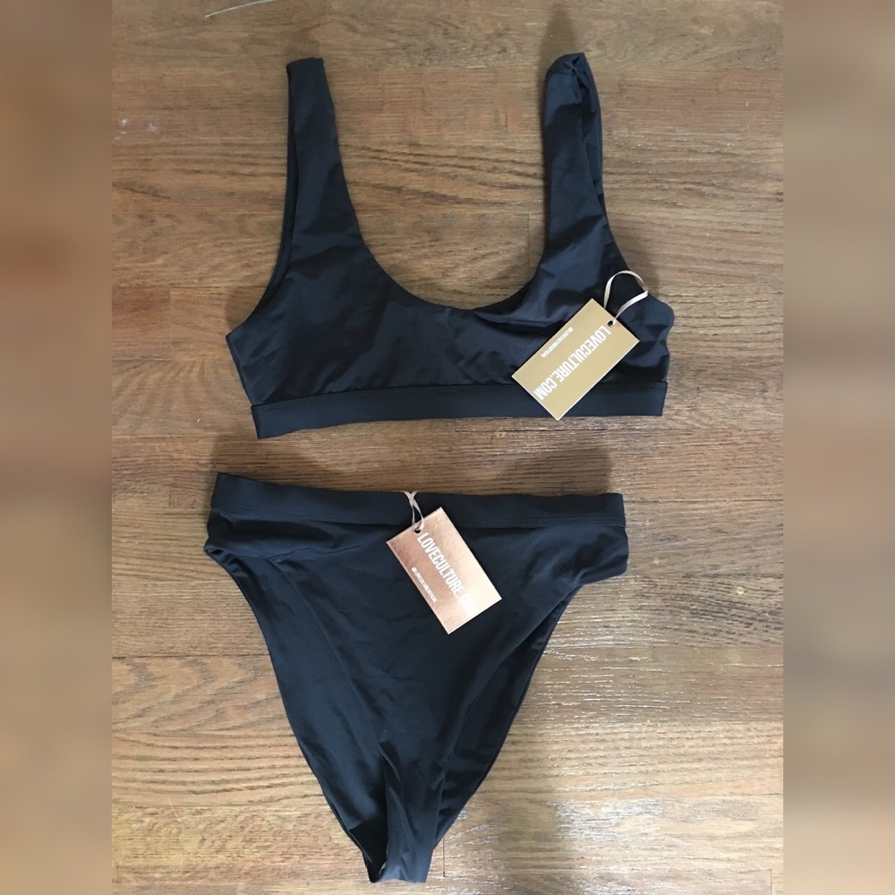 Two piece black bathing suite